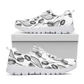 Black And White Tulip Pattern Print White Running Shoes