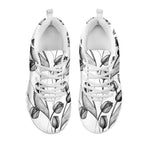 Black And White Tulip Pattern Print White Sneakers