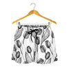 Black And White Tulip Pattern Print Women's Shorts