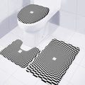 Black And White Tunnel Illusion Print 3 Piece Bath Mat Set