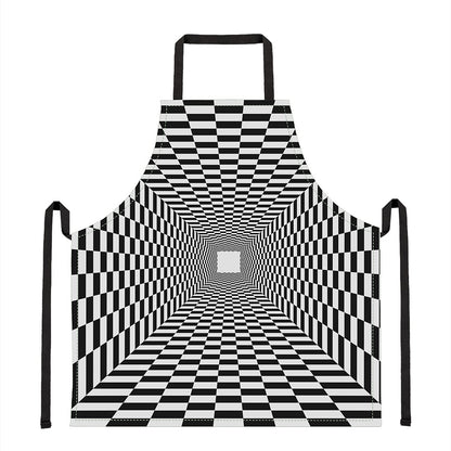 Black And White Tunnel Illusion Print Apron