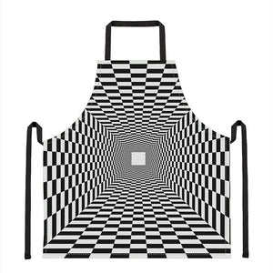 Black And White Tunnel Illusion Print Apron