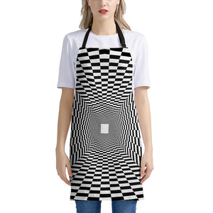 Black And White Tunnel Illusion Print Apron