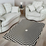 Black And White Tunnel Illusion Print Area Rug