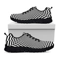 Black And White Tunnel Illusion Print Black Running Shoes