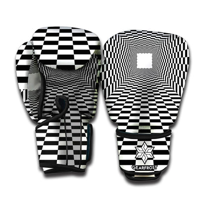 Black And White Tunnel Illusion Print Boxing Gloves