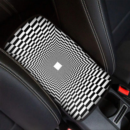 Black And White Tunnel Illusion Print Car Center Console Cover
