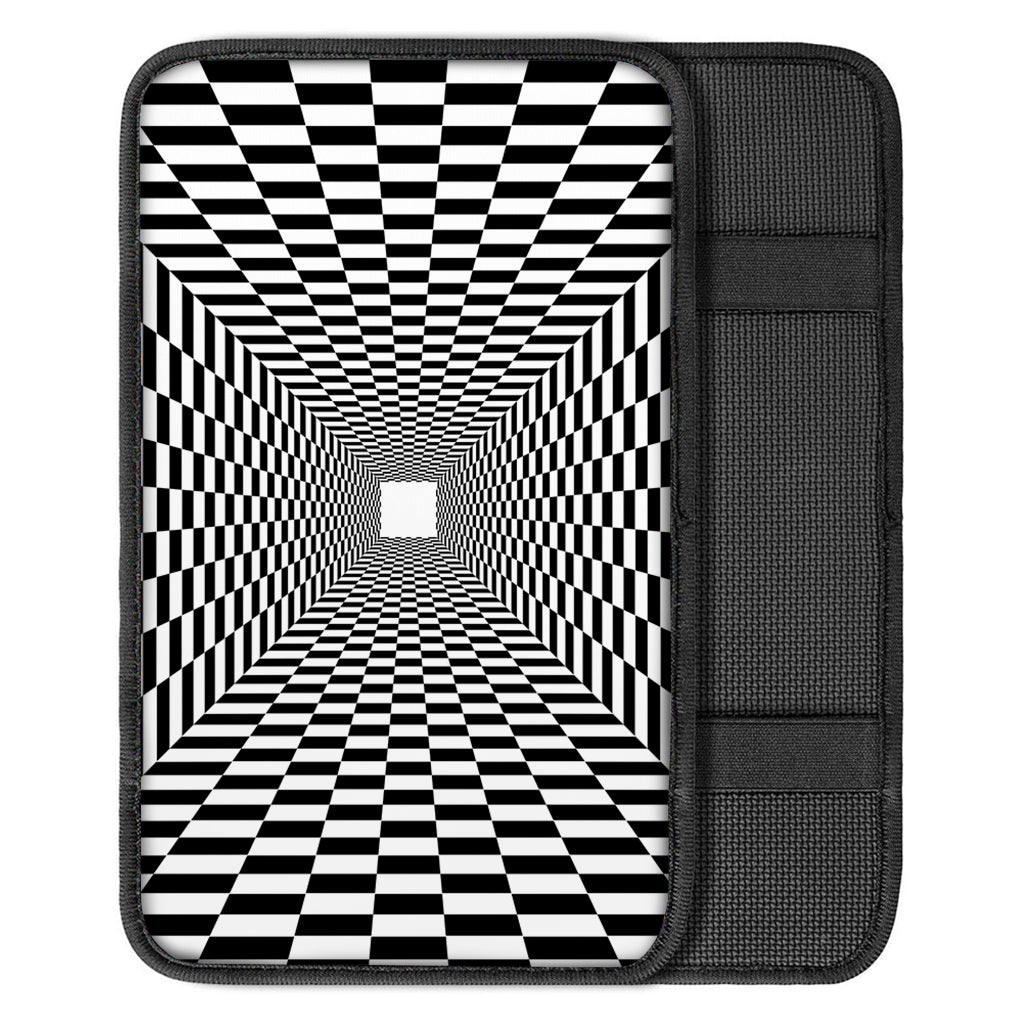 Black And White Tunnel Illusion Print Car Center Console Cover