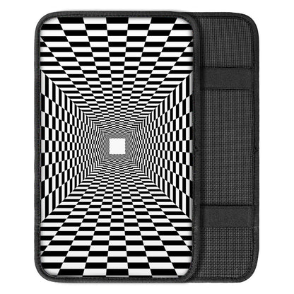 Black And White Tunnel Illusion Print Car Center Console Cover