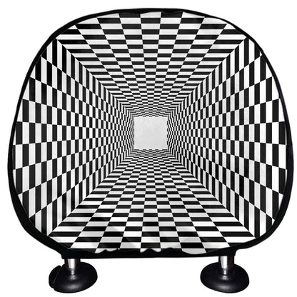 Black And White Tunnel Illusion Print Car Headrest Covers