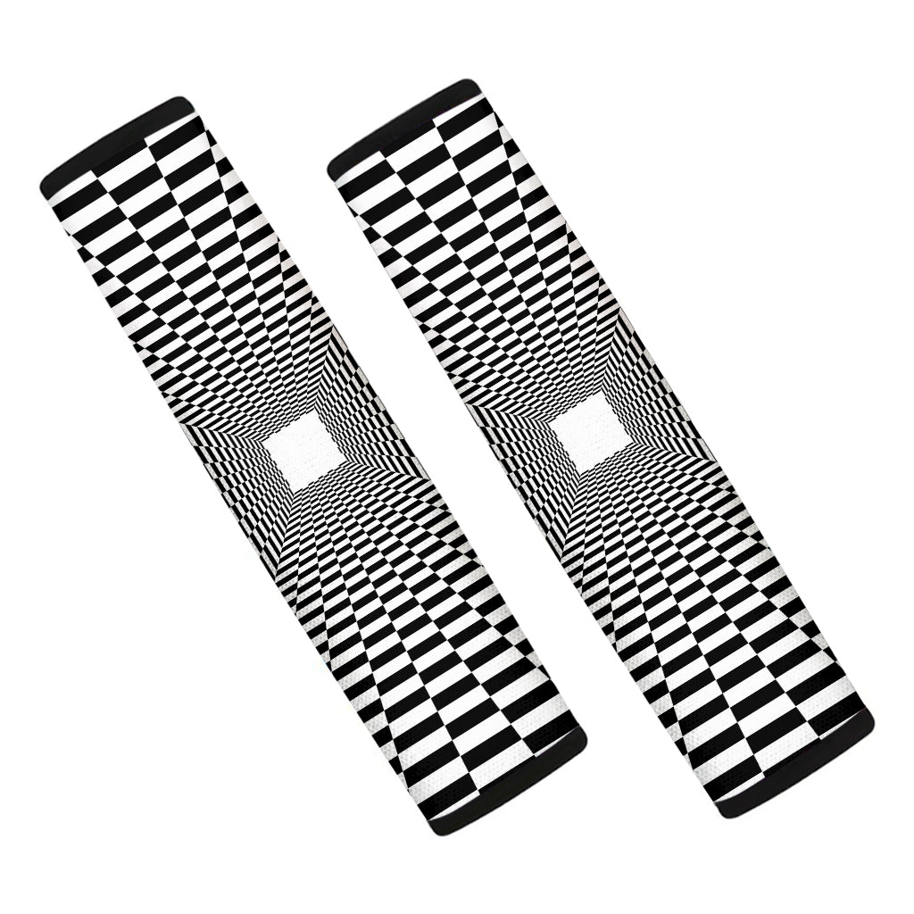 Black And White Tunnel Illusion Print Car Seat Belt Covers