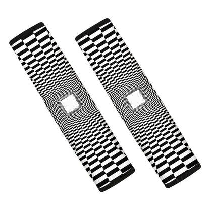 Black And White Tunnel Illusion Print Car Seat Belt Covers