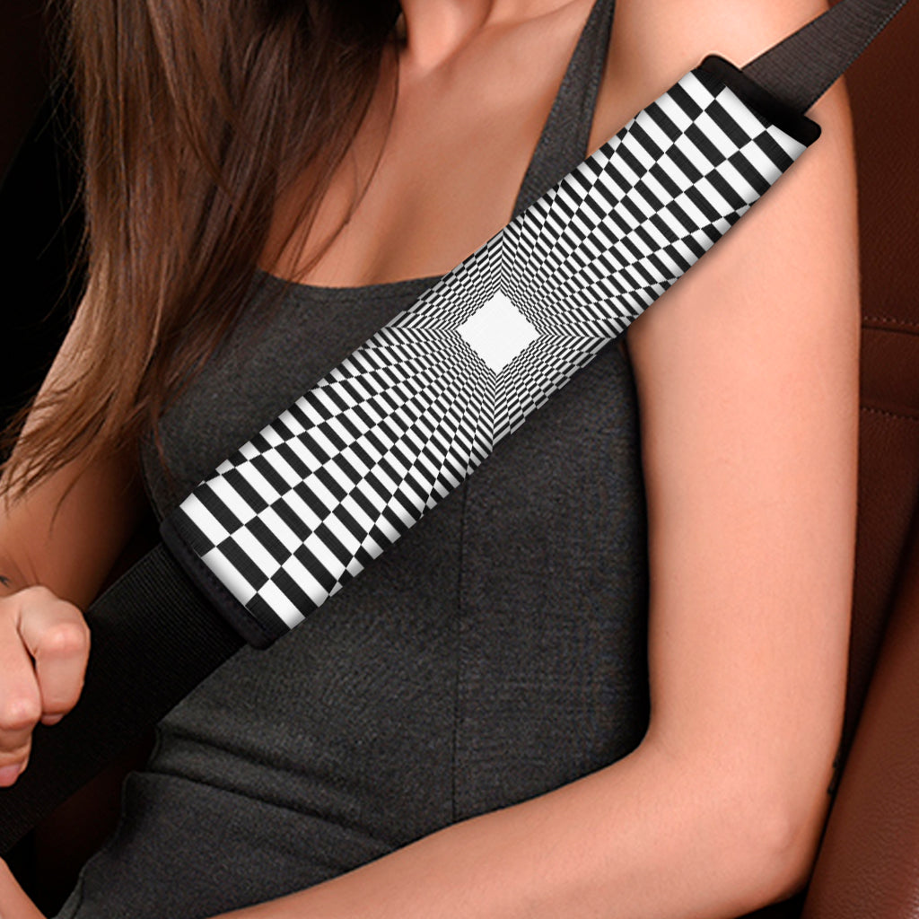 Black And White Tunnel Illusion Print Car Seat Belt Covers