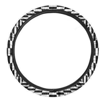 Black And White Tunnel Illusion Print Car Steering Wheel Cover
