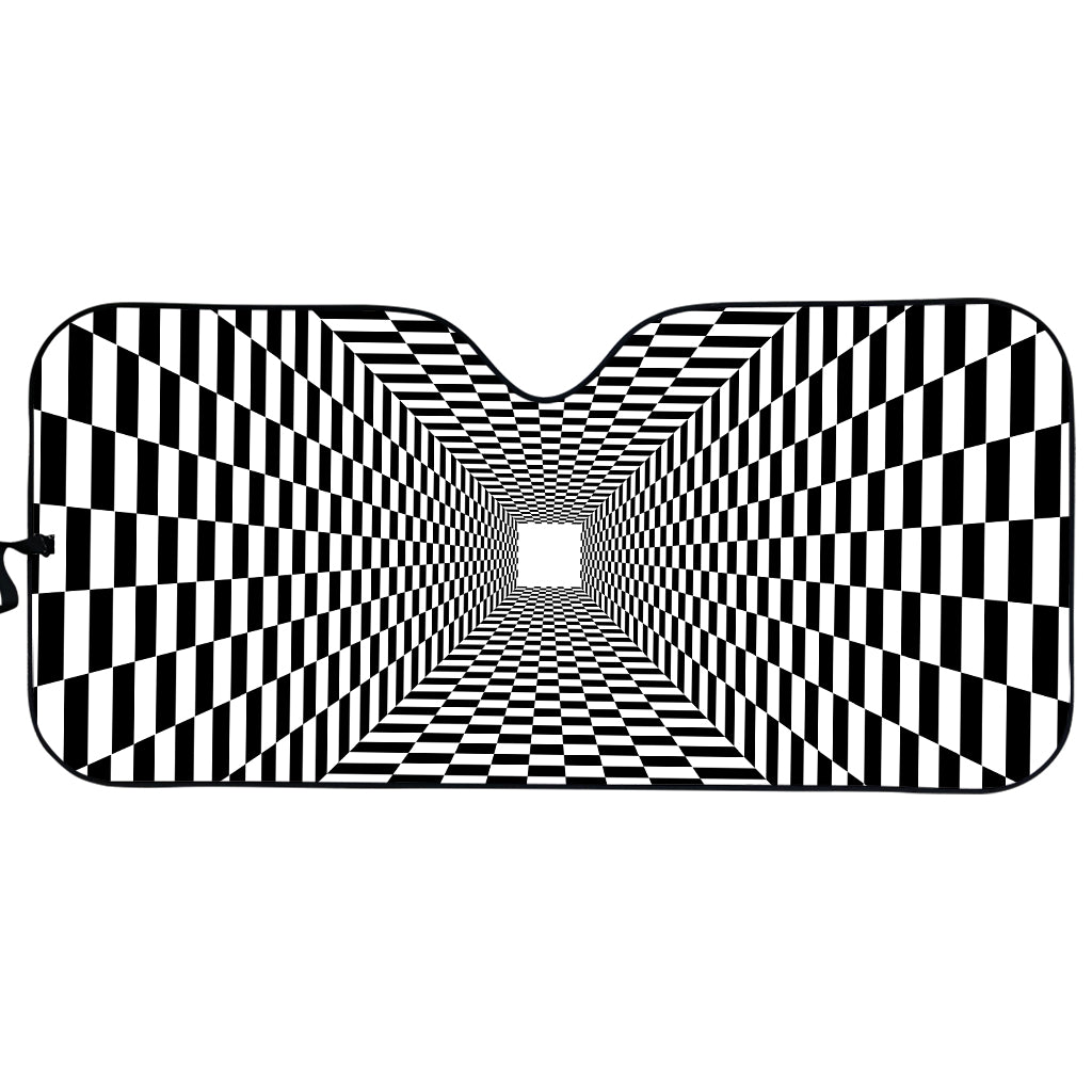 Black And White Tunnel Illusion Print Car Sun Shade