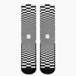 Black And White Tunnel Illusion Print Crew Socks