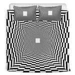 Black And White Tunnel Illusion Print Duvet Cover Bedding Set