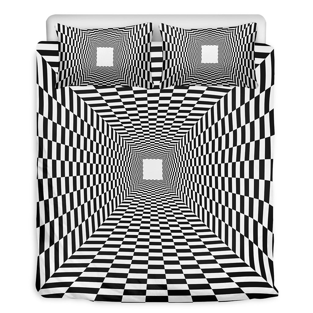 Black And White Tunnel Illusion Print Duvet Cover Bedding Set