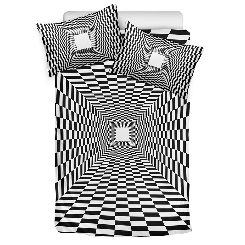 Black And White Tunnel Illusion Print Duvet Cover Bedding Set