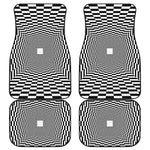 Black And White Tunnel Illusion Print Front and Back Car Floor Mats