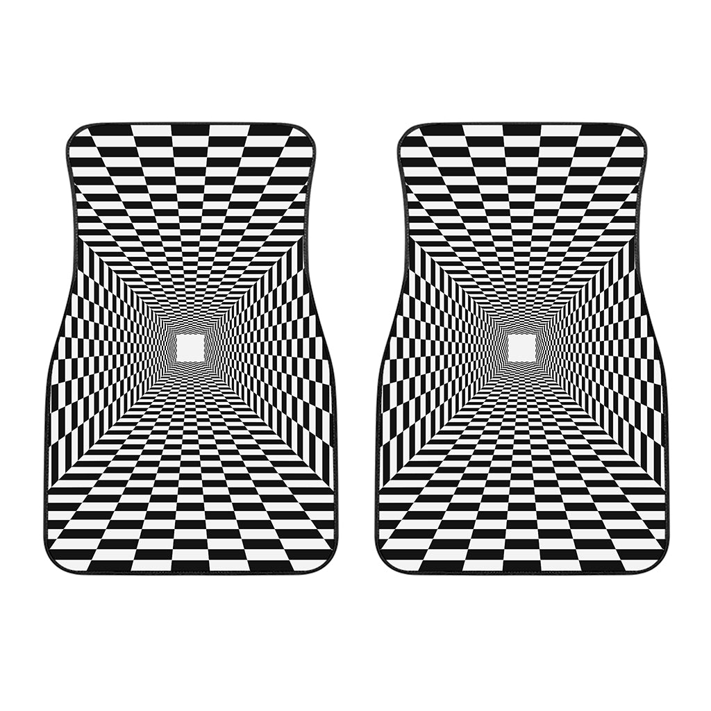 Black And White Tunnel Illusion Print Front Car Floor Mats