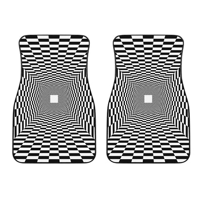 Black And White Tunnel Illusion Print Front Car Floor Mats
