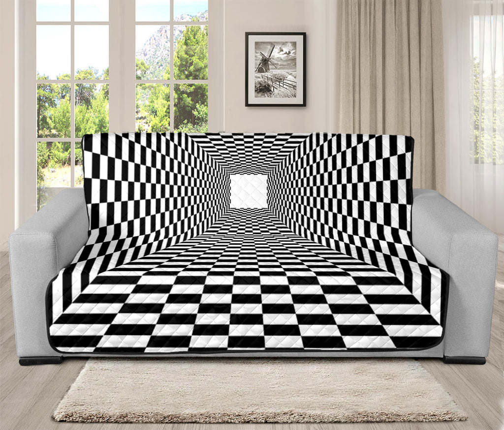 Black And White Tunnel Illusion Print Futon Protector