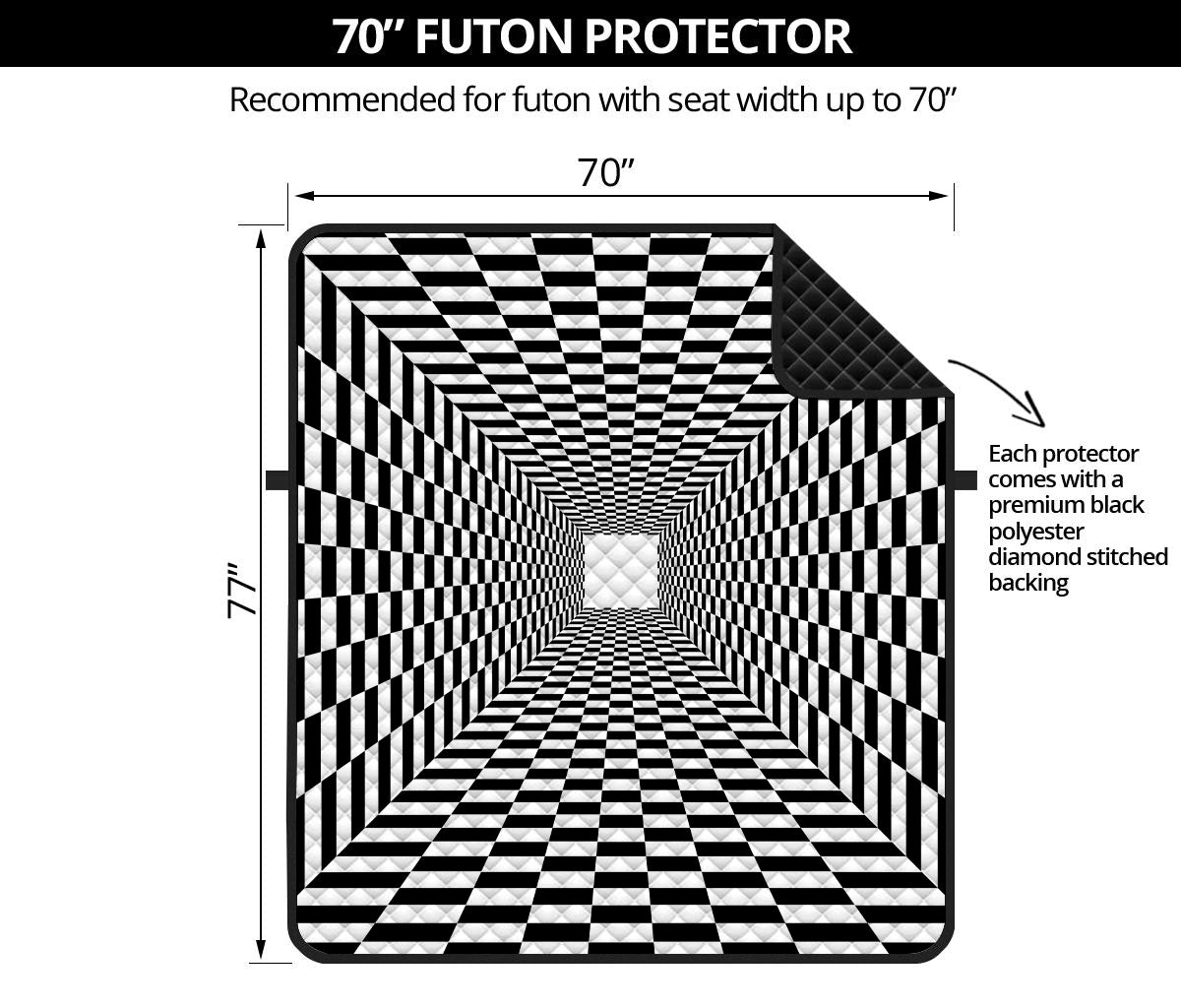 Black And White Tunnel Illusion Print Futon Protector