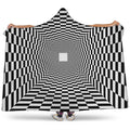 Black And White Tunnel Illusion Print Hooded Blanket