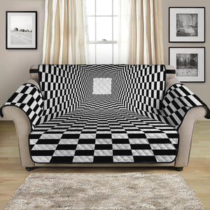 Black And White Tunnel Illusion Print Loveseat Protector