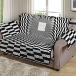 Black And White Tunnel Illusion Print Loveseat Protector