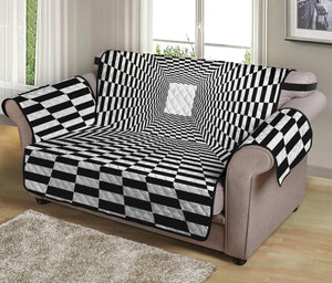 Black And White Tunnel Illusion Print Loveseat Protector