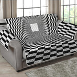 Black And White Tunnel Illusion Print Loveseat Protector