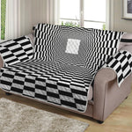 Black And White Tunnel Illusion Print Loveseat Protector