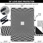 Black And White Tunnel Illusion Print Loveseat Protector