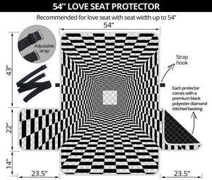 Black And White Tunnel Illusion Print Loveseat Protector