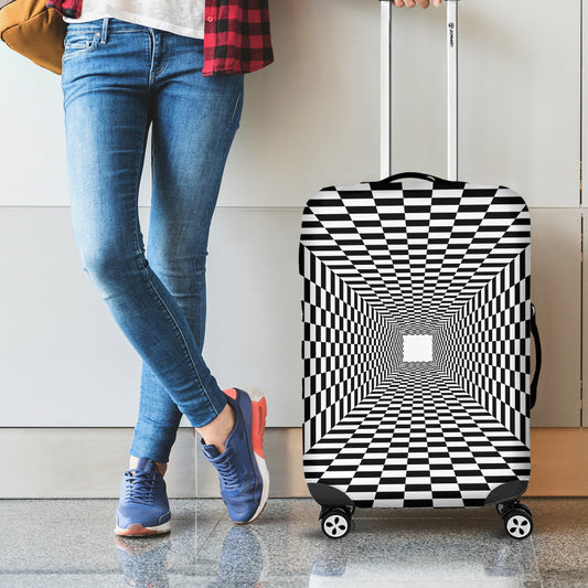 Black And White Tunnel Illusion Print Luggage Cover