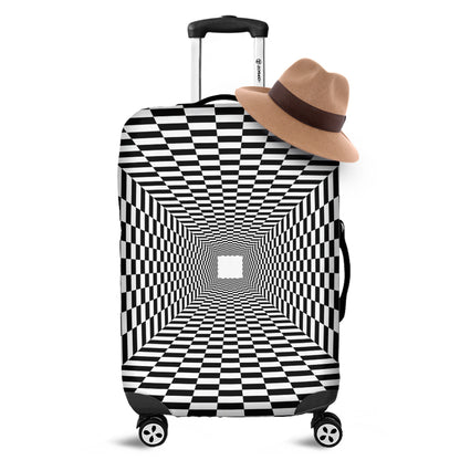 Black And White Tunnel Illusion Print Luggage Cover