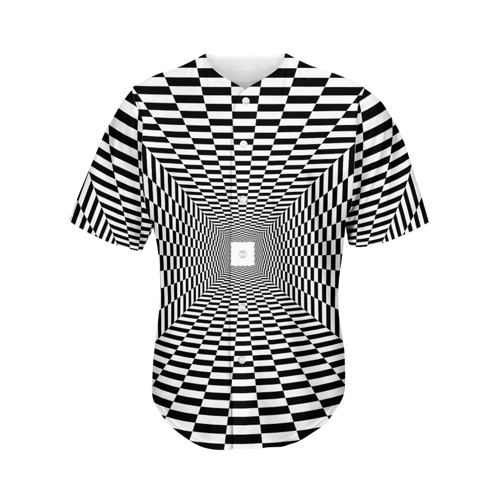 Black And White Tunnel Illusion Print Men's Baseball Jersey