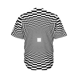 Black And White Tunnel Illusion Print Men's Baseball Jersey