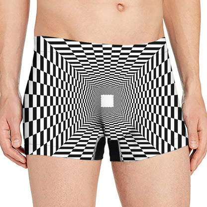 Black And White Tunnel Illusion Print Men's Boxer Briefs
