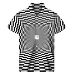 Black And White Tunnel Illusion Print Men's Short Sleeve Shirt