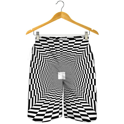 Black And White Tunnel Illusion Print Men's Shorts
