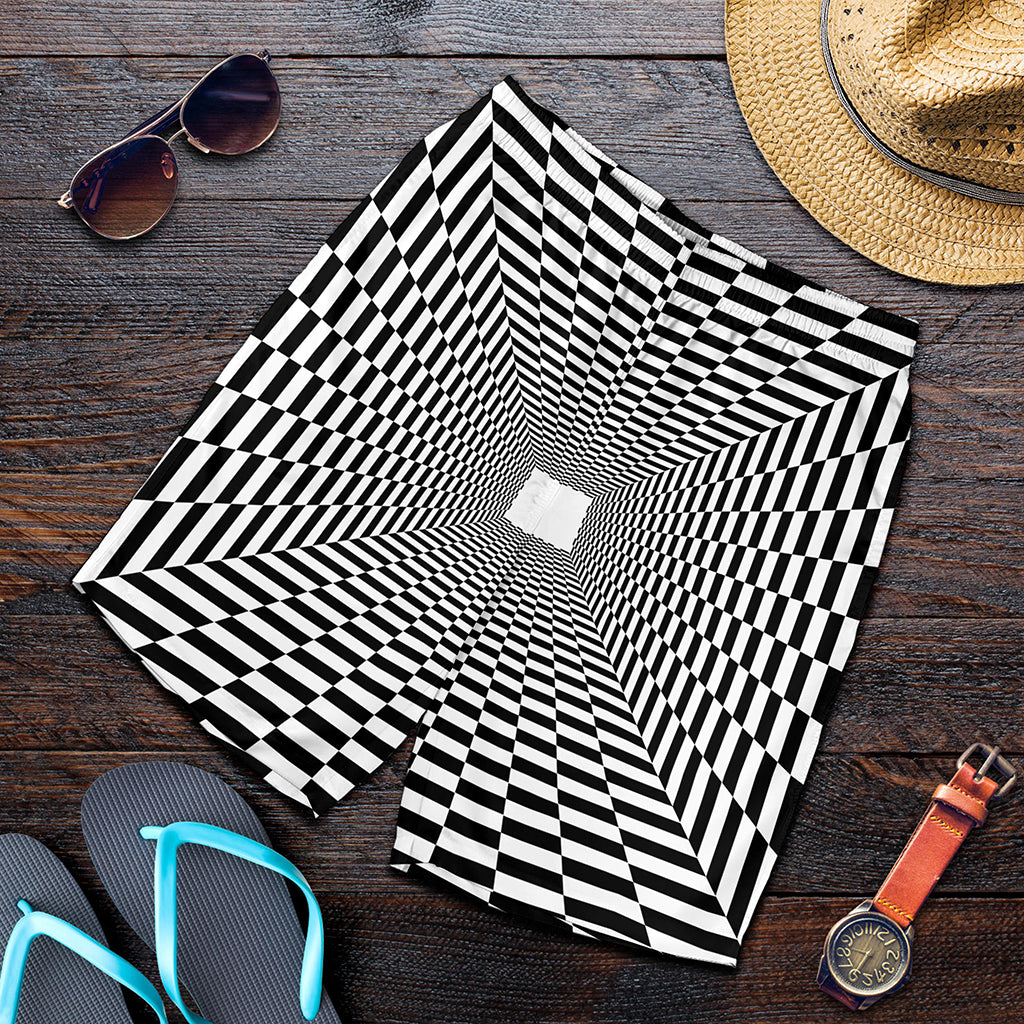 Black And White Tunnel Illusion Print Men's Shorts