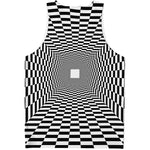 Black And White Tunnel Illusion Print Men's Tank Top
