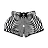 Black And White Tunnel Illusion Print Muay Thai Boxing Shorts