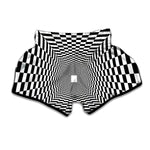 Black And White Tunnel Illusion Print Muay Thai Boxing Shorts