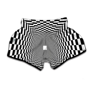 Black And White Tunnel Illusion Print Muay Thai Boxing Shorts