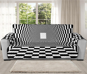 Black And White Tunnel Illusion Print Oversized Sofa Protector