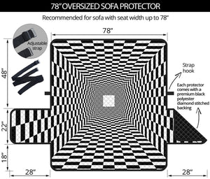 Black And White Tunnel Illusion Print Oversized Sofa Protector